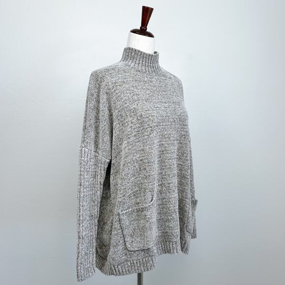 J. Jill Chenille Warm Neutral Mock Neck Boxy Knit Sweater - Picture 4 of 9